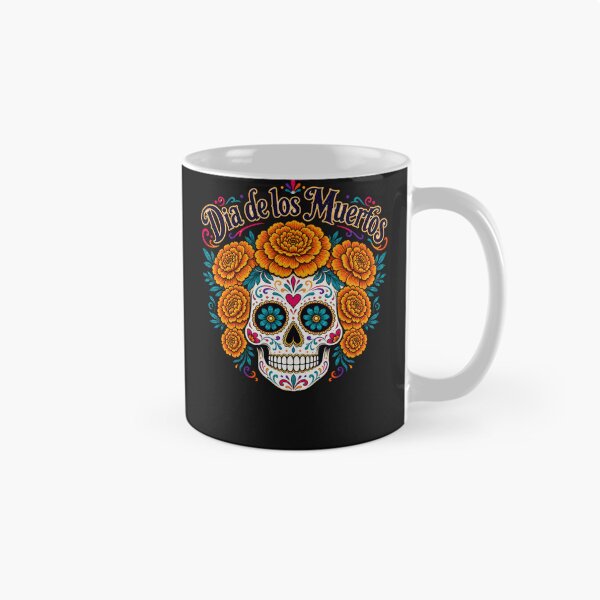 Item preview, Dia de los Muertos Sugar Skull with Marigolds designed and sold by cbfineart.