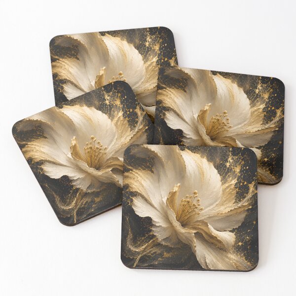 Artikelvorschau, Golden Bloom – Abstrakte goldene Blume auf Schwarz entworfen und verkauft von bauschberts.