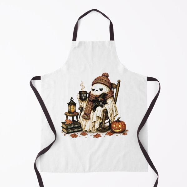 Item preview, Tired Ghost With Black Cat Coffee Meh Funny Introvert Halloween designed and sold by Rahamkshop.