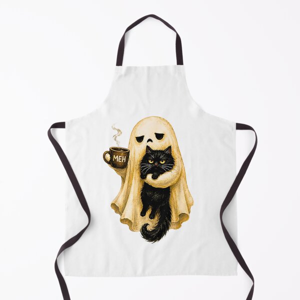 Item preview, Tired Ghost With Black Cat Coffee Meh Funny Introvert Halloween designed and sold by Rahamkshop.