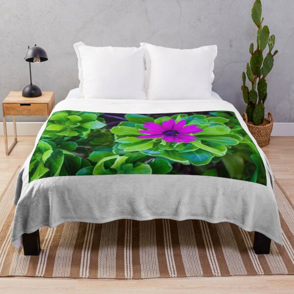 Item preview, Vivid Purple Flower With Lush Green Leaves in a Bright Garden Scene designed and sold by Nmallia.