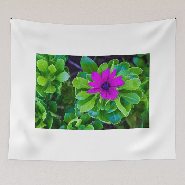 Item preview, Vivid Purple Flower With Lush Green Leaves in a Bright Garden Scene designed and sold by Nmallia.