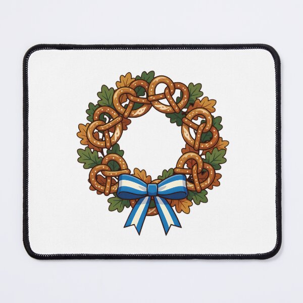 Item preview, Oktoberfest Pretzel Wreath with Bavarian Blue & White Ribbon designed and sold by KRStyleClub.