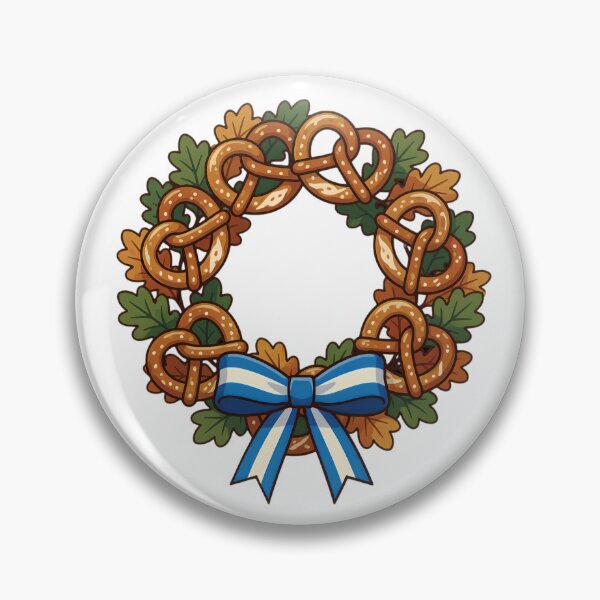 Item preview, Oktoberfest Pretzel Wreath with Bavarian Blue & White Ribbon designed and sold by KRStyleClub.