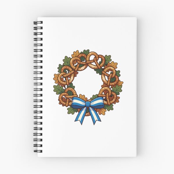 Item preview, Oktoberfest Pretzel Wreath with Bavarian Blue & White Ribbon designed and sold by KRStyleClub.