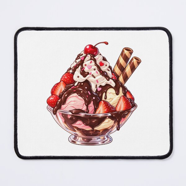 Item preview, Cute Strawberry Chocolate Ice Cream Sundae designed and sold by Kiralemon.
