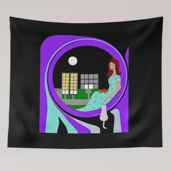 Item preview, Woman and Cats by the Window designed and sold by Elaine M Hayward .