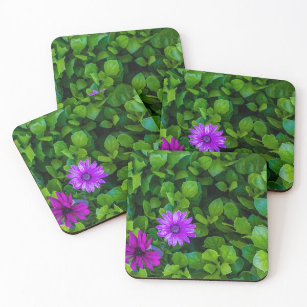 Item preview, Vibrant Purple Flowers Among Lush Green Leaves in a Bright Garden Scene designed and sold by Nmallia.