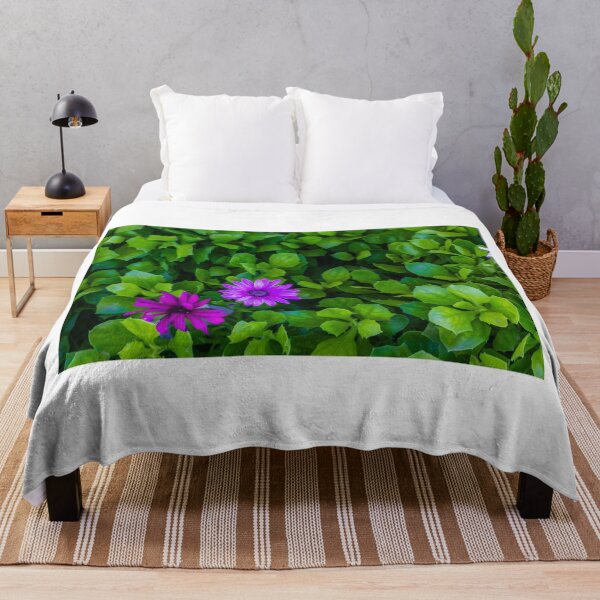 Item preview, Vibrant Purple Flowers Among Lush Green Leaves in a Bright Garden Scene designed and sold by Nmallia.