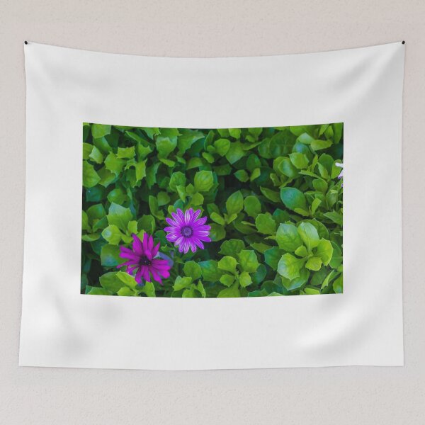 Item preview, Vibrant Purple Flowers Among Lush Green Leaves in a Bright Garden Scene designed and sold by Nmallia.
