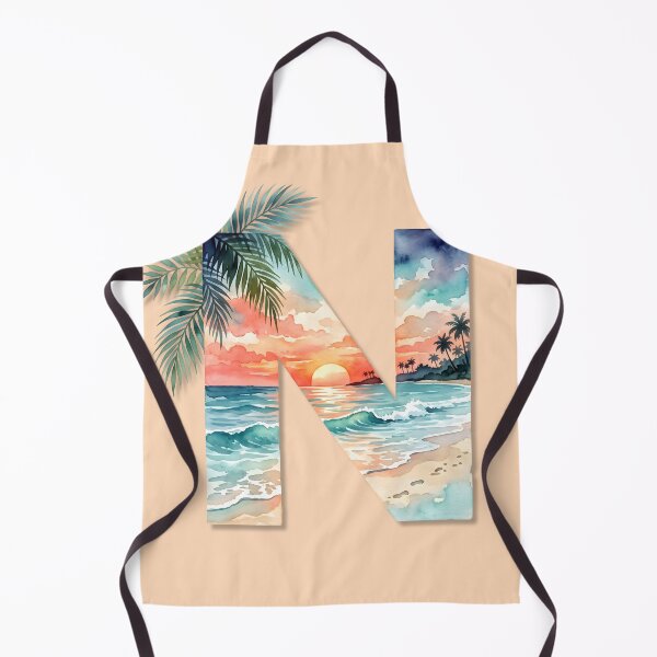 Item preview, Coastal Initial N Beach Palm Trees Monogram Tropical Ocean Personalized Design designed and sold by Sea Gem.