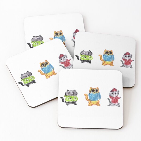 Item preview, Cool Cats Trio Cute Crayon Hand-Drawn Cats designed and sold by MagicYana.