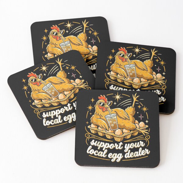 Item preview, Support Your Local Egg Dealer Funny Chicken Drinking Coffee designed and sold by Rahamkshop.
