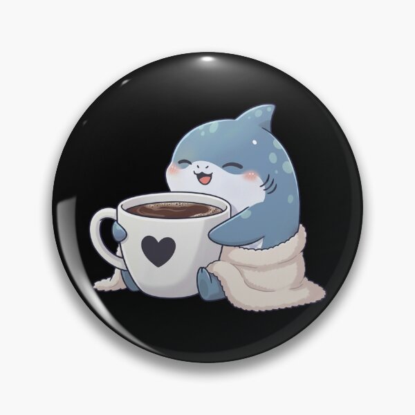 Item preview, Cute Shark Drinking Coffee – National Coffee Day designed and sold by Nature's Chibis.