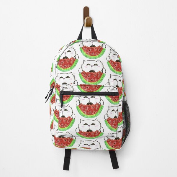 Item preview, Cute White Cat Eating Watermelon Crayon Drawing designed and sold by MagicYana.