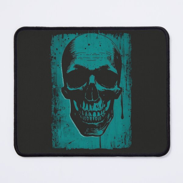 Item preview, Teal Skull Grunge Splash Gothic Graphic Art designed and sold by ERODED SELF.