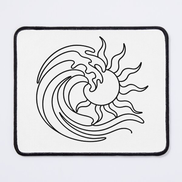 Item preview, Sun and Ocean Wave Line Art designed and sold by LineArtDrawing.