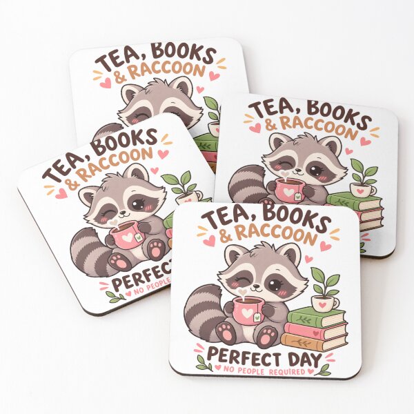 Item preview, Cute Raccoon Tea and Books – Cozy Kawaii Reader Funny Design designed and sold by JrNergal.