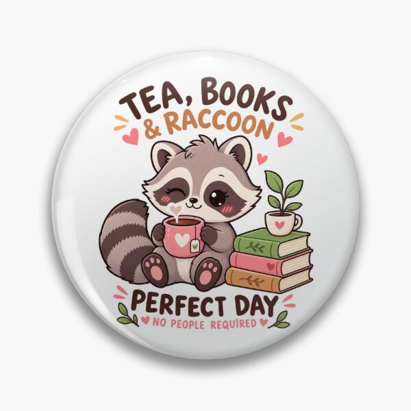 Item preview, Cute Raccoon Tea and Books – Cozy Kawaii Reader Funny Design designed and sold by JrNergal.