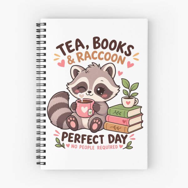 Item preview, Cute Raccoon Tea and Books – Cozy Kawaii Reader Funny Design designed and sold by JrNergal.