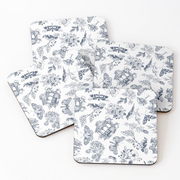 Item preview, Hand Drawn Victorian Garden in Dark Blue  designed and sold by KSimpson838.