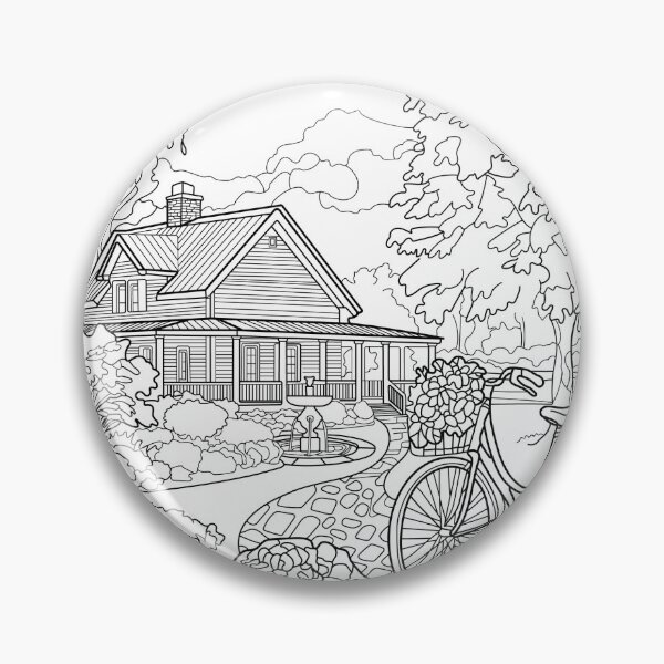 Item preview, illustration, line, house, bicycle, landscape designed and sold by ARTLot.
