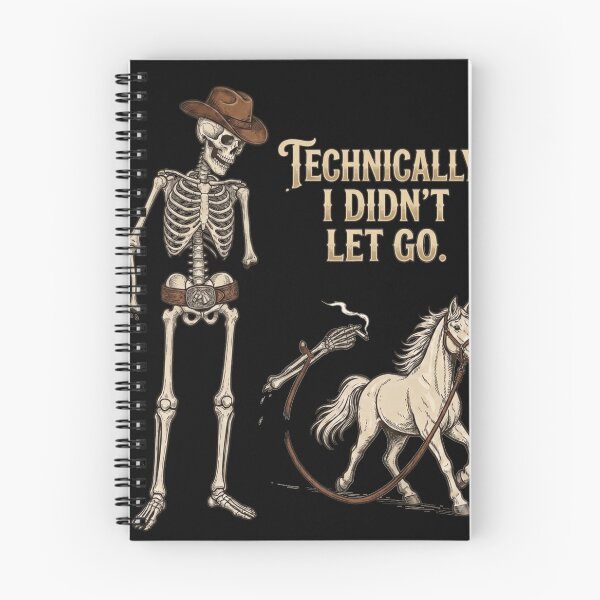 Aperçu de l'œuvre Technically I Didn't Let Go Funny Skeleton Cowboy Horse créée et vendue par designwiss.