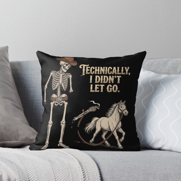 Aperçu de l'œuvre Technically I Didn't Let Go Funny Skeleton Cowboy Horse créée et vendue par designwiss.