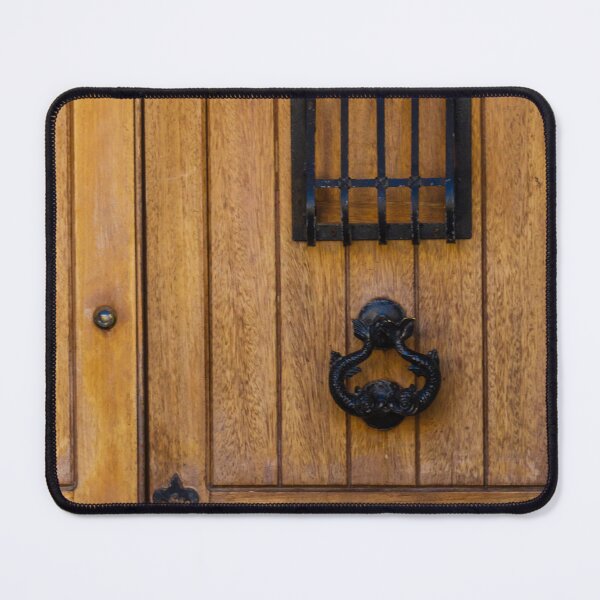 Item preview, Rustic Wooden Door With Black Iron Knocker And Small Window Grate Detail designed and sold by Nmallia.