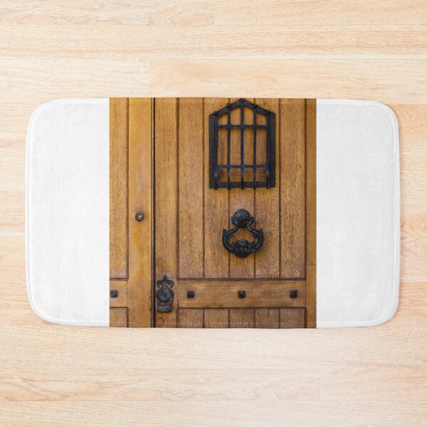 Item preview, Rustic Wooden Door With Black Iron Knocker And Small Window Grate Detail designed and sold by Nmallia.