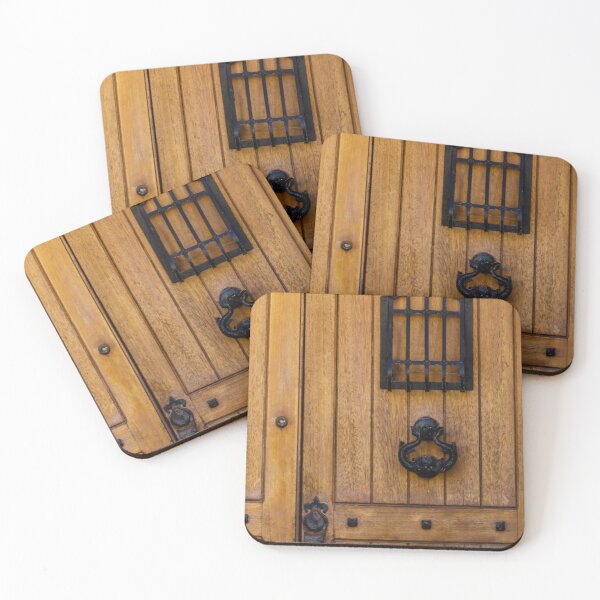 Item preview, Rustic Wooden Door With Black Iron Knocker And Small Window Grate Detail designed and sold by Nmallia.