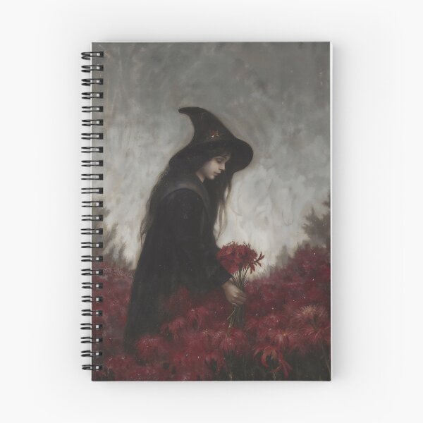 Item preview, Gothic Young Witch Gathering Red Flowers Painting designed and sold by DarkHolyQueen.