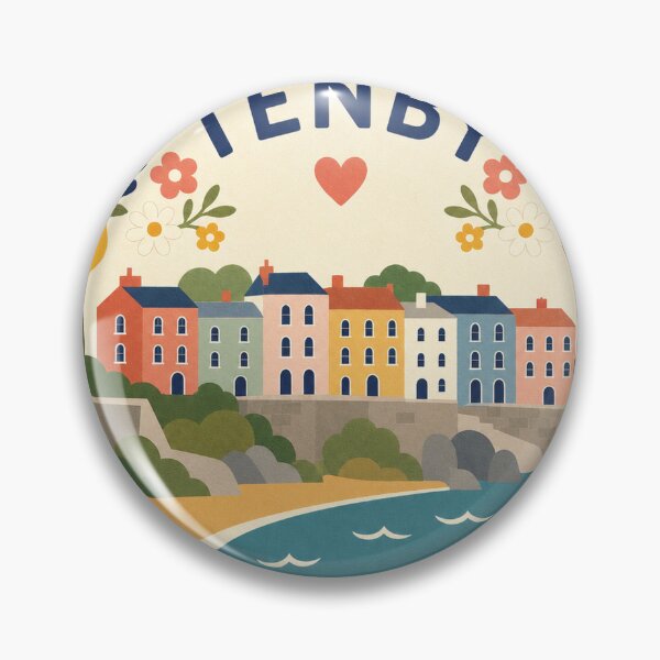 Item preview, Tenby Wales Travel Souvenir Modern Folk Art designed and sold by VisualArtsOasis.