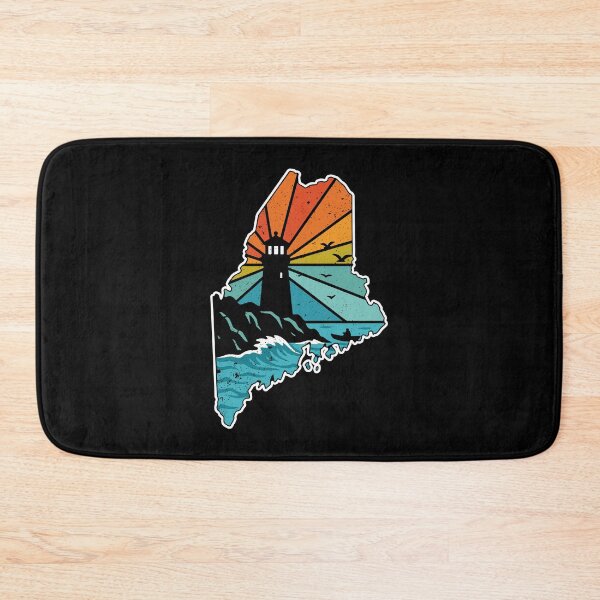Item preview, Rumford Maine Map Lighthouse Retro Sunset Ocean designed and sold by gunaone-design.