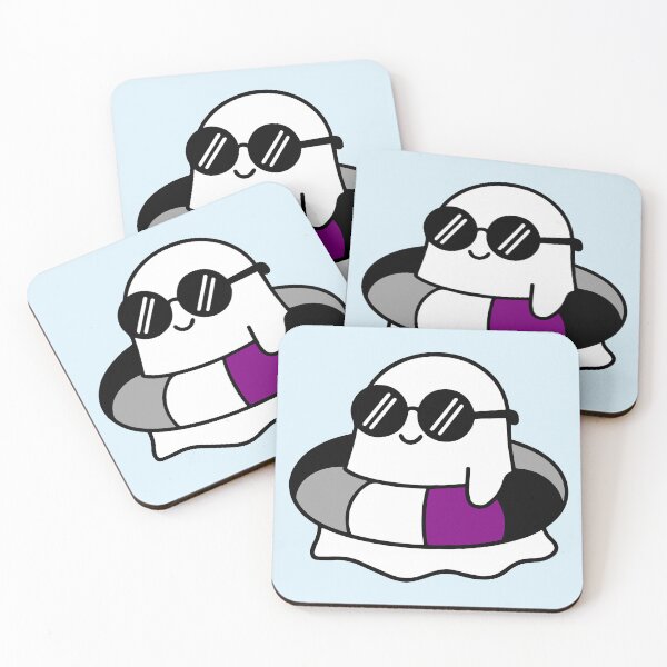 Item preview, Kawaii Ghost on Asexual Pride Swimming Tube Summer Vibes designed and sold by Cannaxes Studio.