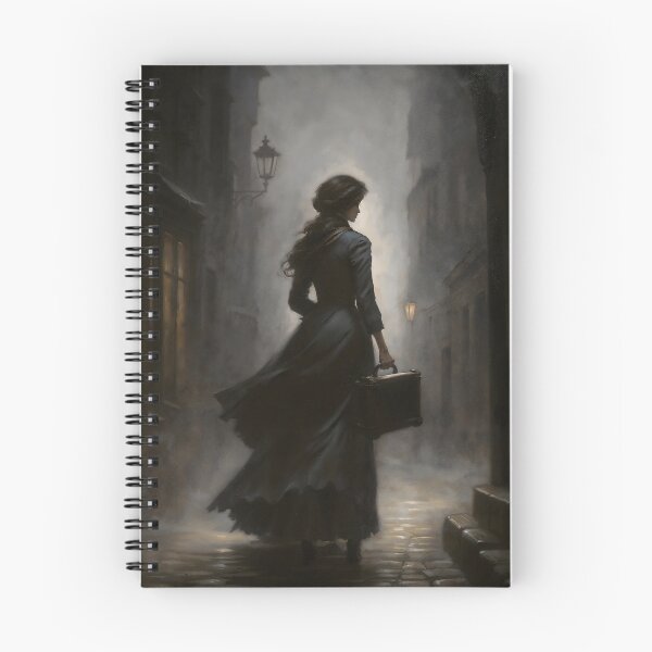 Item preview, Gothic Woman Walking In Misty Street Painting designed and sold by DarkHolyQueen.