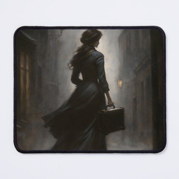 Item preview, Gothic Woman Walking In Misty Street Painting designed and sold by DarkHolyQueen.