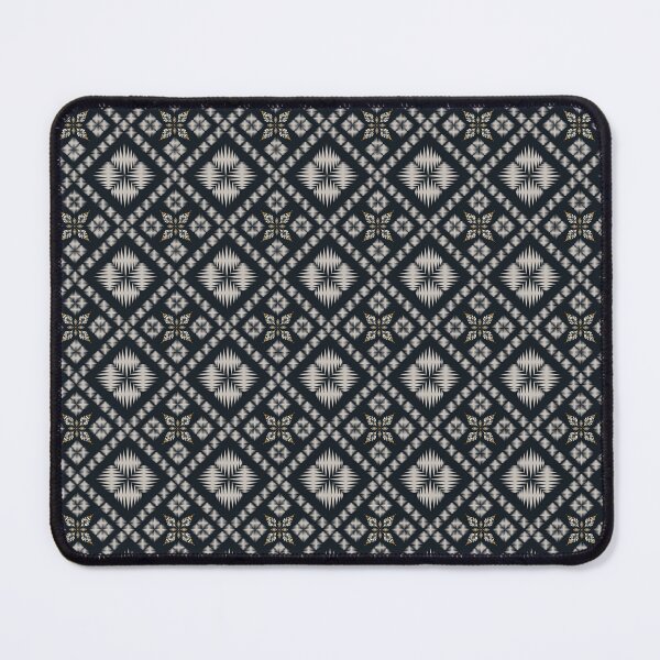 Item preview, Thai Ikat Botanical Seamless Pattern Black Gold Luxury Thai Diamond Leaf Motif Fabric Design designed and sold by KOPatternCo.