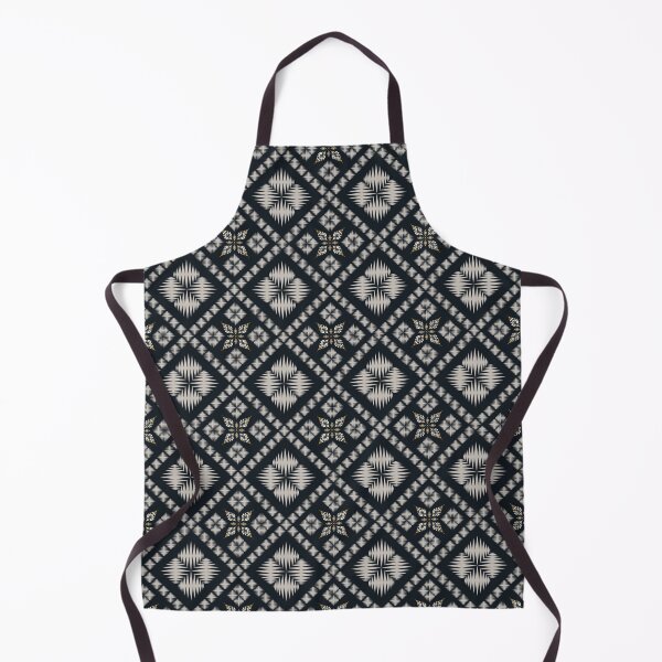 Item preview, Thai Ikat Botanical Seamless Pattern Black Gold Luxury Thai Diamond Leaf Motif Fabric Design designed and sold by KOPatternCo.