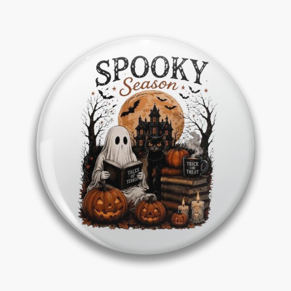 Item preview, Spooky Season Ghost Reading Tales of Terror Gothic Halloween Graphic Design designed and sold by CreativeNest Prints.
