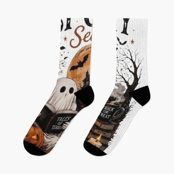 Item preview, Spooky Season Ghost Reading Tales of Terror Gothic Halloween Graphic Design designed and sold by CreativeNest Prints.