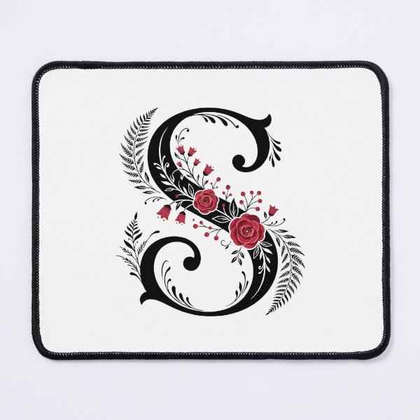 Item preview, Black and red Floral Letter S Botanical Monogram designed and sold by ITCHAWAWAA.