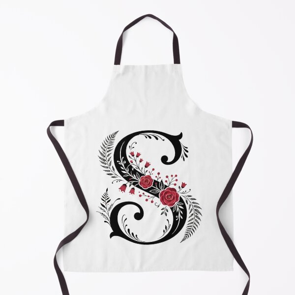 Item preview, Black and red Floral Letter S Botanical Monogram designed and sold by ITCHAWAWAA.