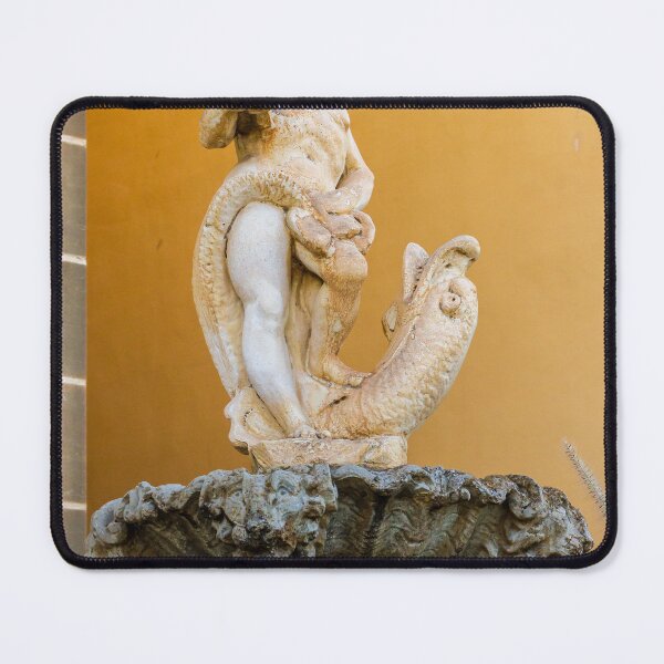Item preview, Ancient Stone Statue Of Man Holding A Fish Above An Ornate Fountain Basin designed and sold by Nmallia.