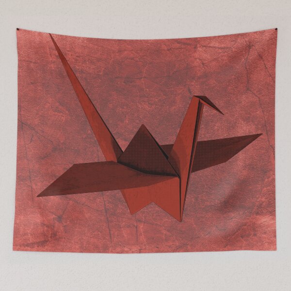 Item preview, Red Folded Paper Crane Origami Bird Sculpture designed and sold by Ghoul Enterprises.