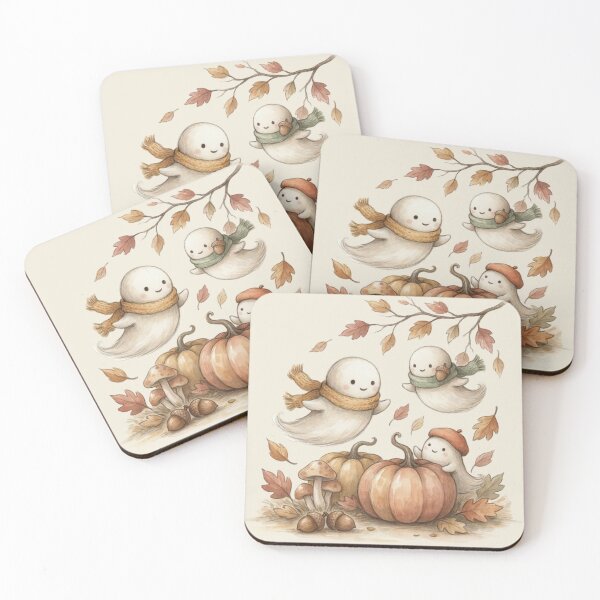 Item preview, Cute Autumn Ghosts Vintage Watercolor designed and sold by WikaKowalczyk.