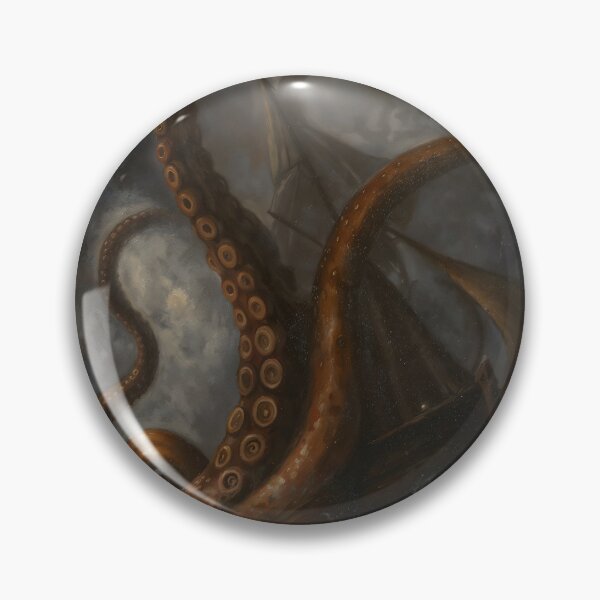 Item preview, Gothic Kraken Attacking Ship Sea Monster Painting designed and sold by DarkHolyQueen.