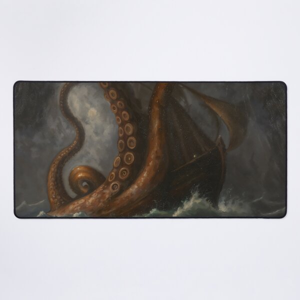 Item preview, Gothic Kraken Attacking Ship Sea Monster Painting designed and sold by DarkHolyQueen.