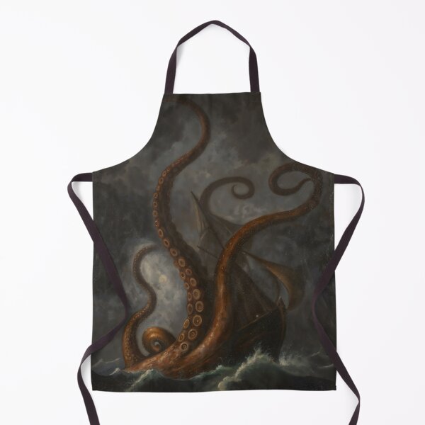 Item preview, Gothic Kraken Attacking Ship Sea Monster Painting designed and sold by DarkHolyQueen.