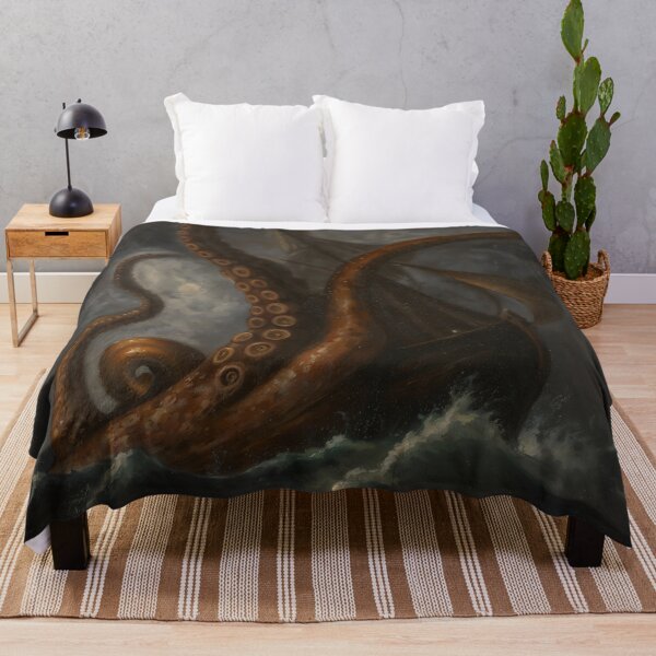 Item preview, Gothic Kraken Attacking Ship Sea Monster Painting designed and sold by DarkHolyQueen.